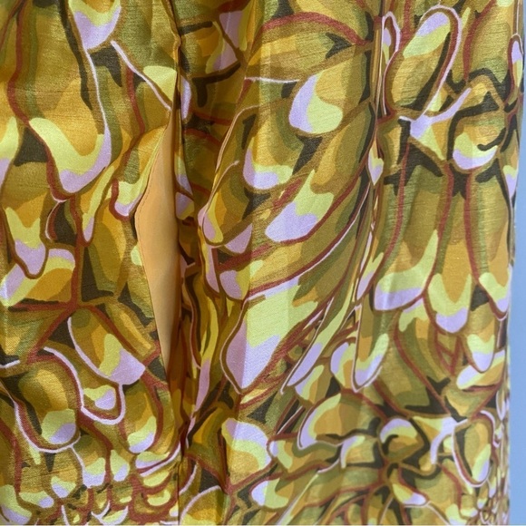 Woman’s Floral Print Midi Puff Sleeve Dress Kika Vargas Gold Size 4X - Picture 6 of 8